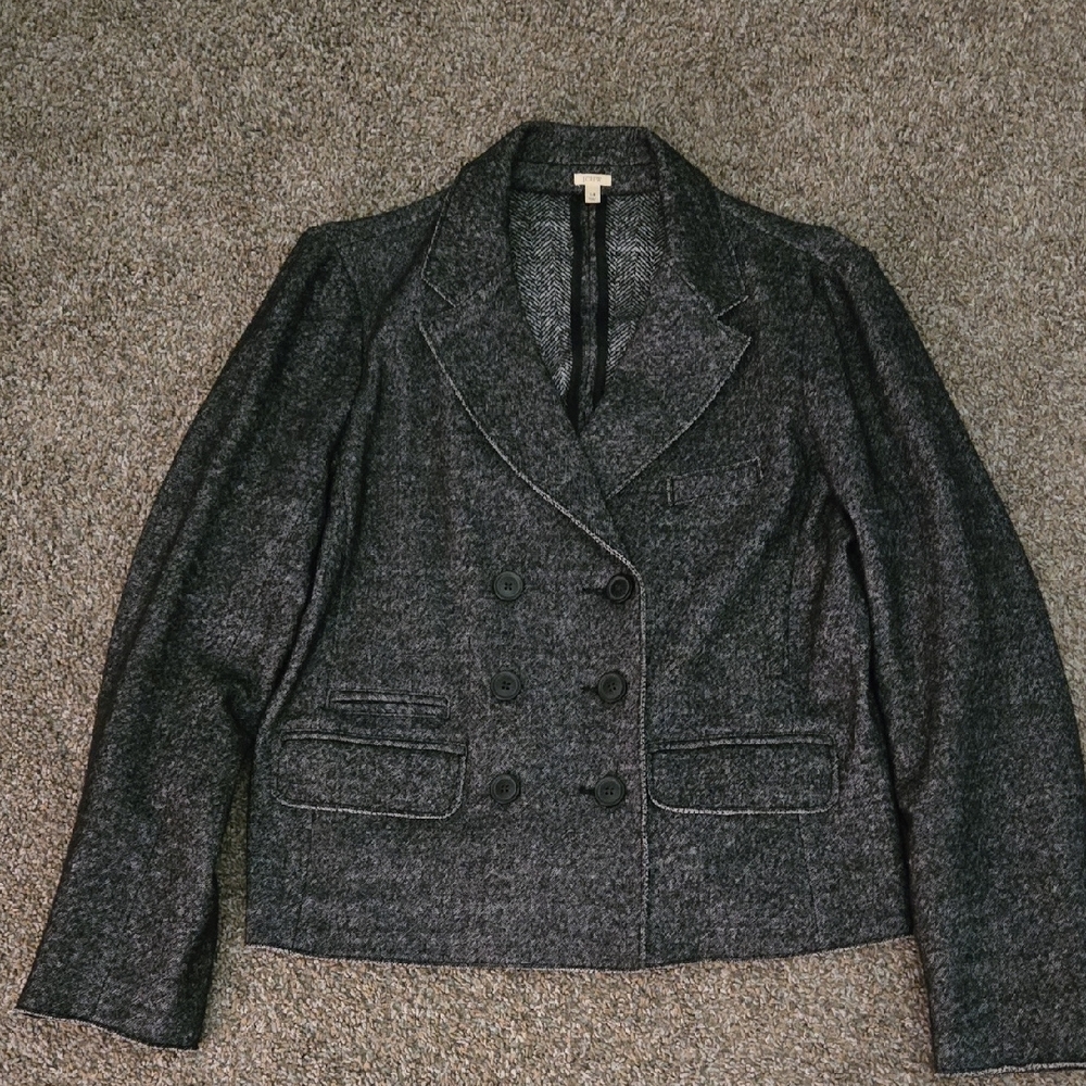J. Crew Charcoal Double-Breasted Blazer, EUC